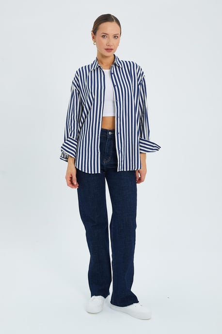 Gestreifte Langarm-Hemdbluse - Image 2