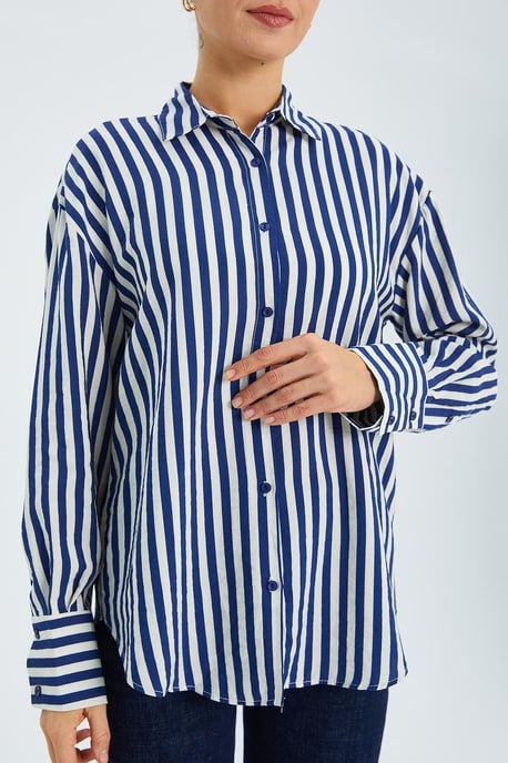 Gestreifte Langarm-Hemdbluse - Image 4