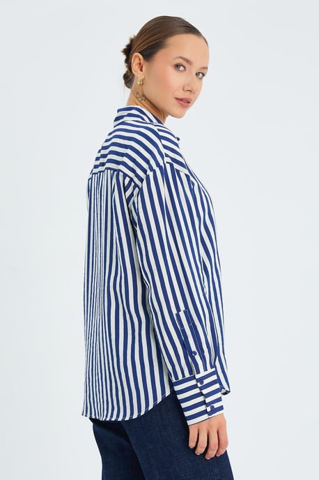 Gestreifte Langarm-Hemdbluse - Image 5