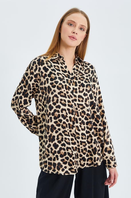 Leopardenmuster Popeline-Hemd - Image 1
