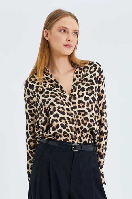 Leopardenmuster Popeline-Hemd - Image 3