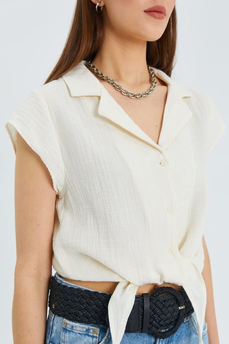 Crop-Shirt mit Schleifendetail - Image 4