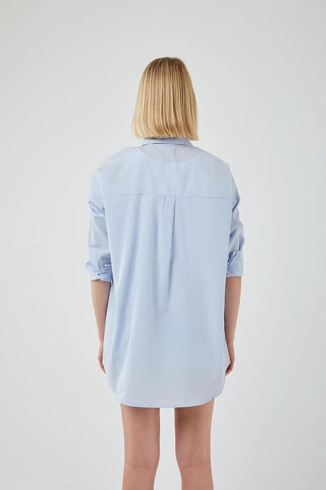 Übergroßes Langarm-Button-Up-Popeline-Shirt - Image 4