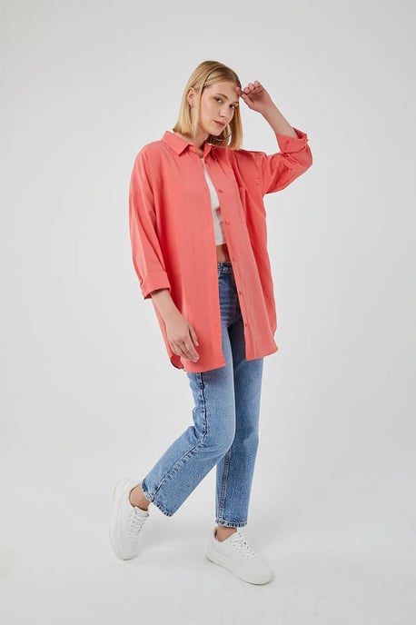 Oversized Langarmhemd aus Popeline mit Knopfleiste - Image 2