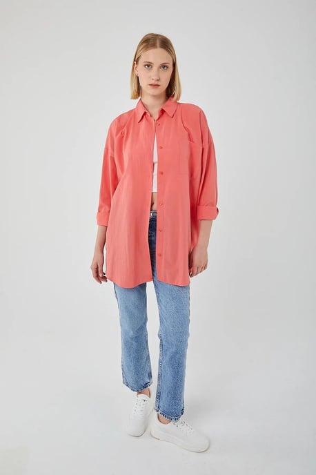 Oversized Langarmhemd aus Popeline mit Knopfleiste - Image 3