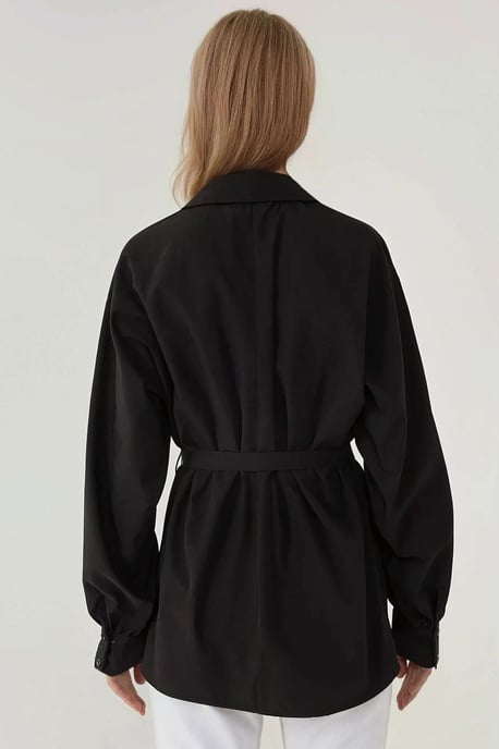 Leinen-Polyester Langarmhemd mit Gürtel - Image 5