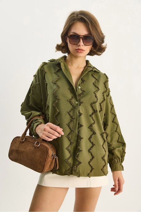 Texturiertes Übergröße Button-Up Hemd - Image 3