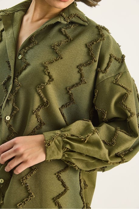 Texturiertes Übergröße Button-Up Hemd - Image 6