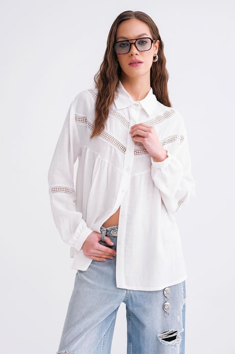 Oversize-Shirt mit Spitzenstickerei - Image 1