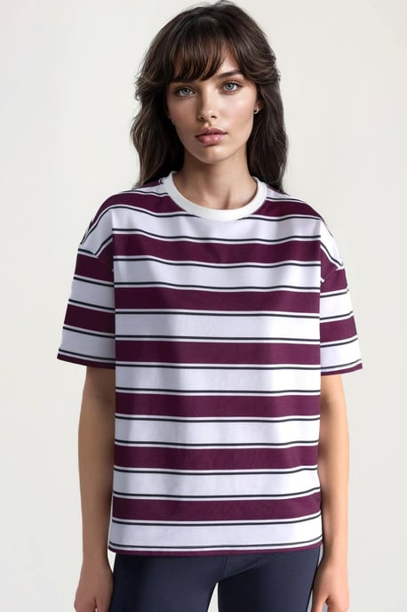 Gestreiftes Oversized T-Shirt mit Rundhalsausschnitt - Image 1