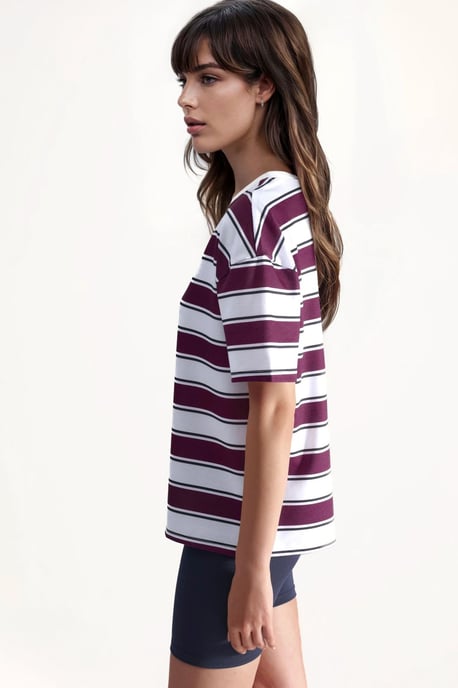 Gestreiftes Oversized T-Shirt mit Rundhalsausschnitt - Image 2
