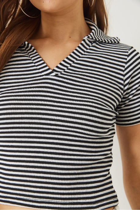 Gestreiftes Slim Fit Crop T-Shirt - Image 5