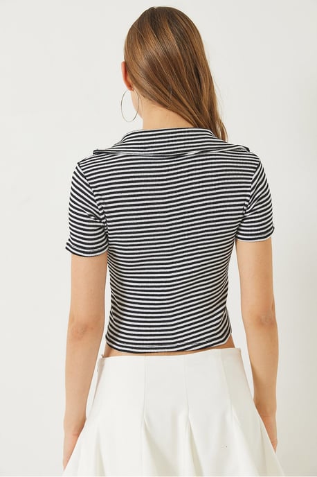 Gestreiftes Slim Fit Crop T-Shirt - Image 6