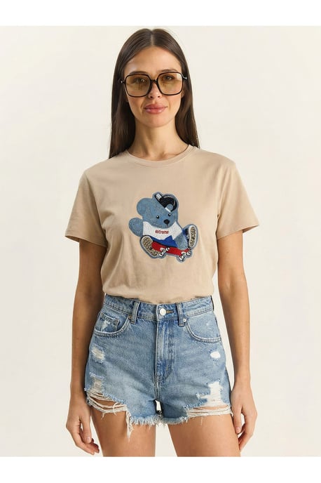 Besticktes Rundhals-T-Shirt - Image 1