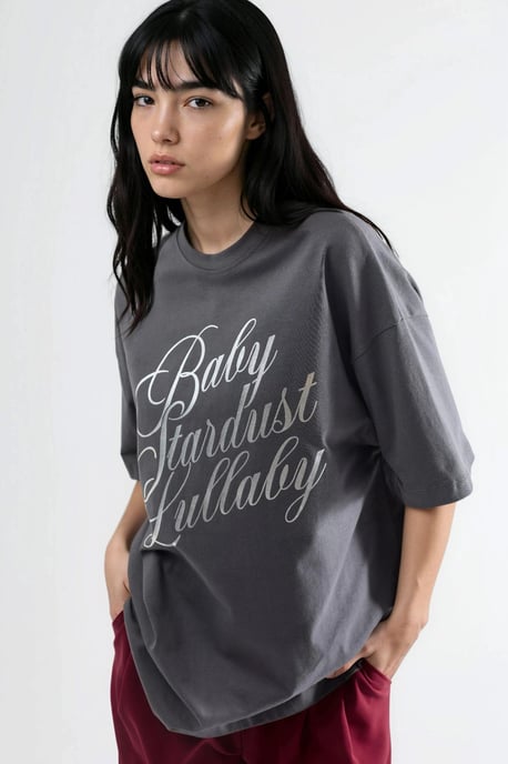 Übergröße Text Bedrucktes T-Shirt - Image 2