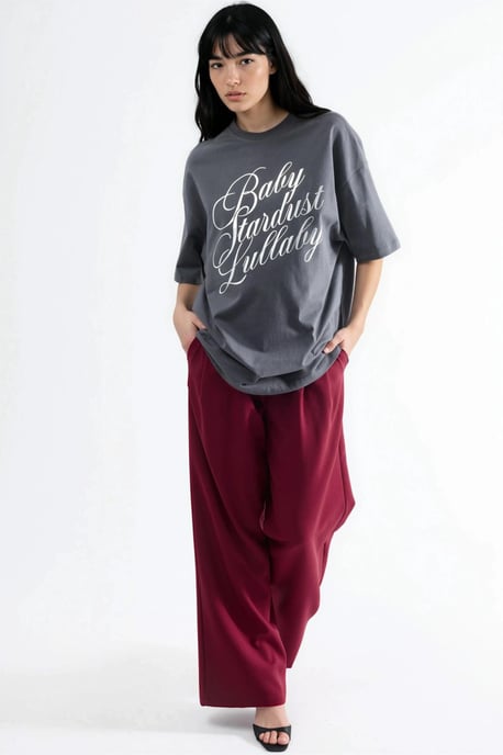 Übergröße Text Bedrucktes T-Shirt - Image 5