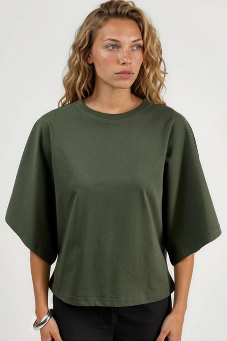 Übergroßes Rippstrick Rundhals-T-Shirt - Image 6