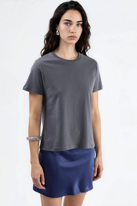 Schlichtes Rundhalsausschnitt Baumwoll-T-Shirt - Image 2
