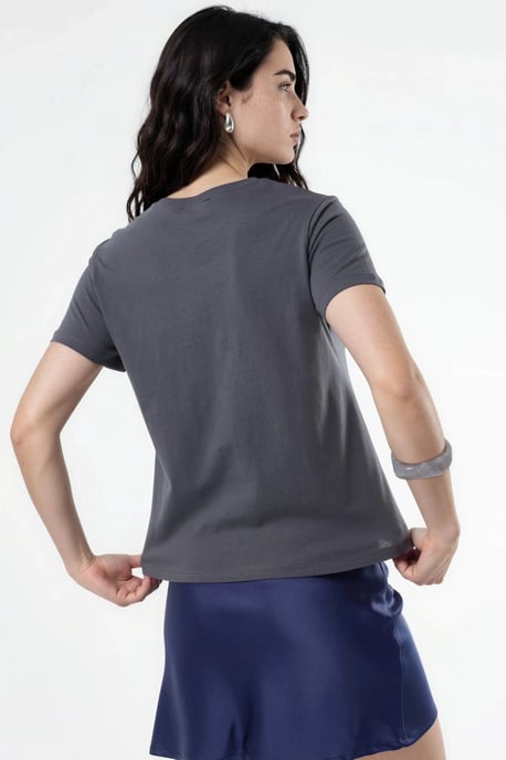 Schlichtes Rundhalsausschnitt Baumwoll-T-Shirt - Image 3