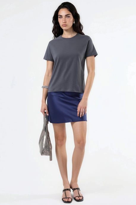 Schlichtes Rundhalsausschnitt Baumwoll-T-Shirt - Image 5