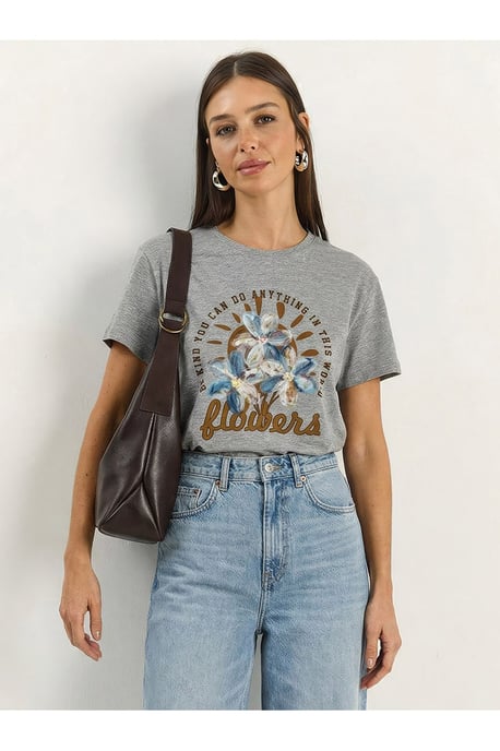 Blumen Crew Neck Strick-T-Shirt - Image 2
