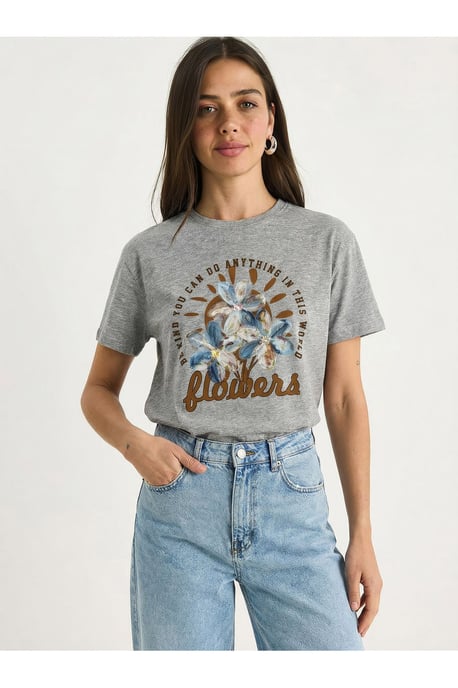 Blumen Crew Neck Strick-T-Shirt - Image 4