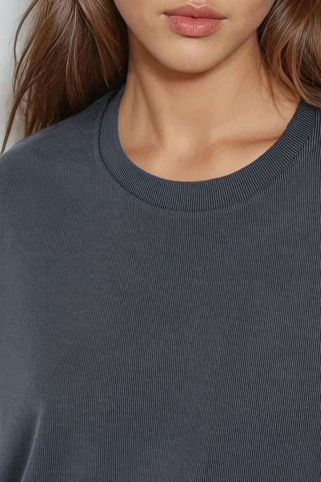 Übergrößiges Ripp-Panel T-Shirt mit Rundhalsausschnitt - Image 5