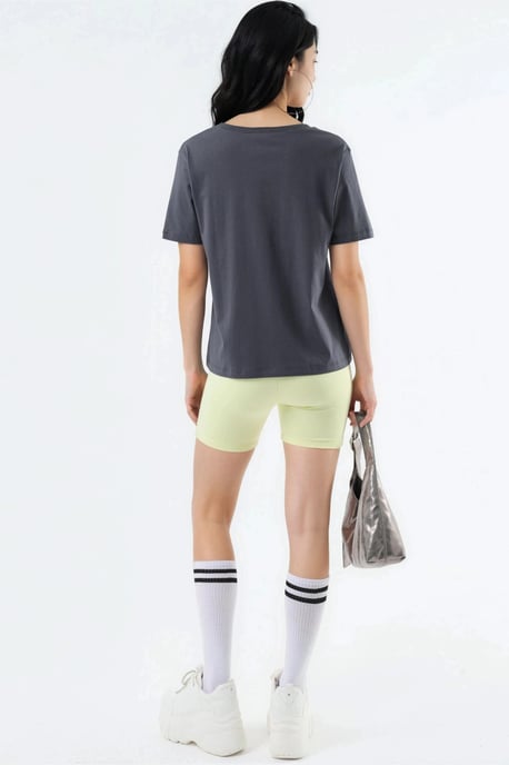 V-Ausschnitt Unifarben Strick-T-Shirt - Image 3