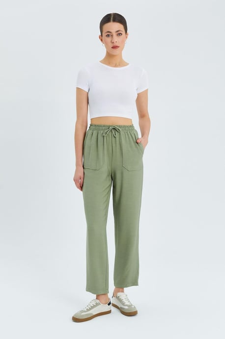 Hochtaillierte Karottenhose mit Kordelzugbund - Image 3