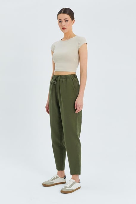 Hochtaillierte Hose mit Kordelzug - Image 3