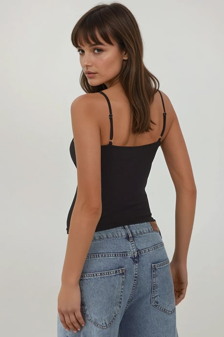 Dünnes Strick V-Ausschnitt Slim Fit Top mit Spitze التفاصيل - Image 4