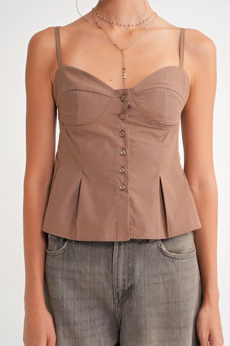 Herzchenhals Knopf-Front Peplum Cami Top - Image 6