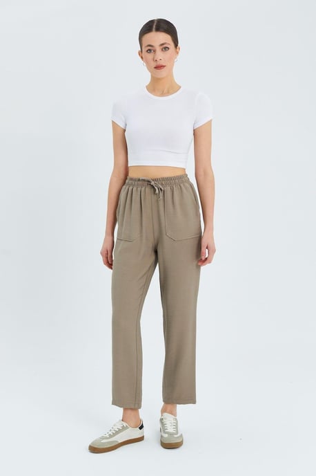 Hochtaillierte Karottenhose mit Kordelzugbund - Image 1