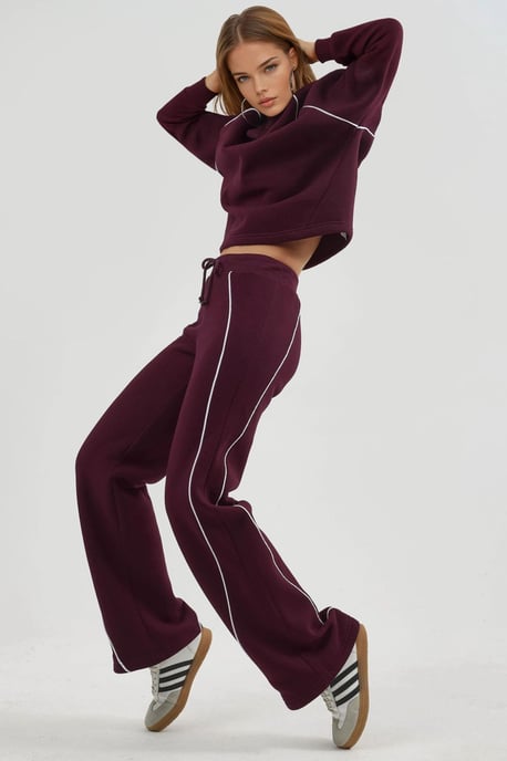 Kontrastbesatz weit geschnittene Sweatpants mit Kordelzug - Image 2
