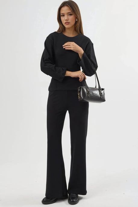 Busem Hoch taillierte Pull-On-Hose mit geradem Bein - Schwarz - Image 2