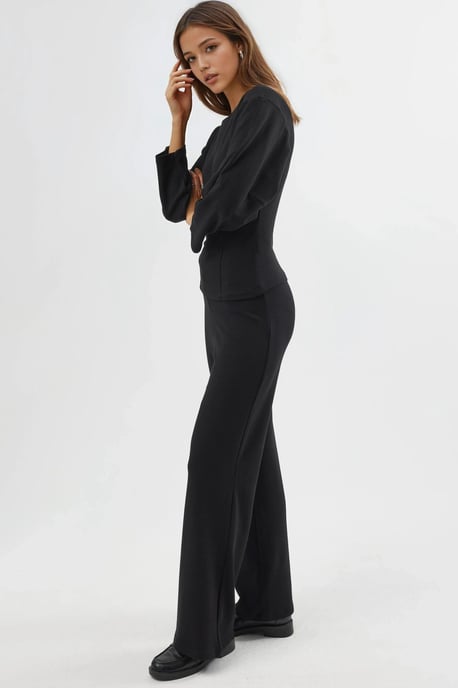 Busem Hoch taillierte Pull-On-Hose mit geradem Bein - Schwarz - Image 3