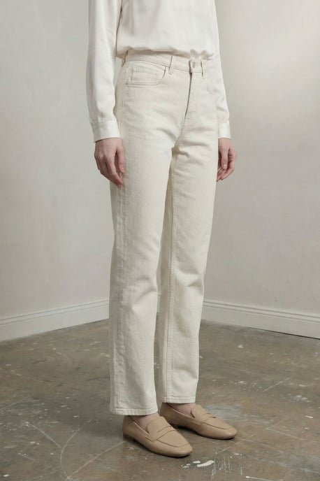 Hohe Taille Denim Gerade Passform Hose mit Taschen - Image 4