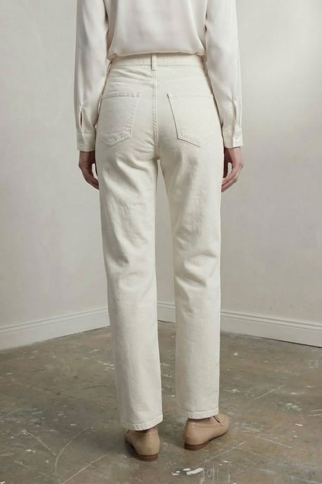 Hohe Taille Denim Gerade Passform Hose mit Taschen - Image 5