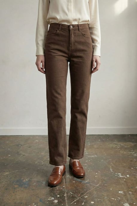 Hochtaillierte Jeans mit geradem Bein und Taschen - Image 1