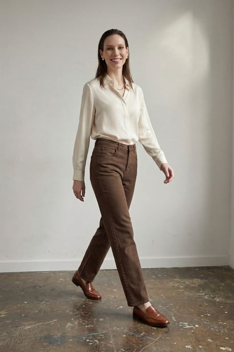 Hochtaillierte Jeans mit geradem Bein und Taschen - Image 2