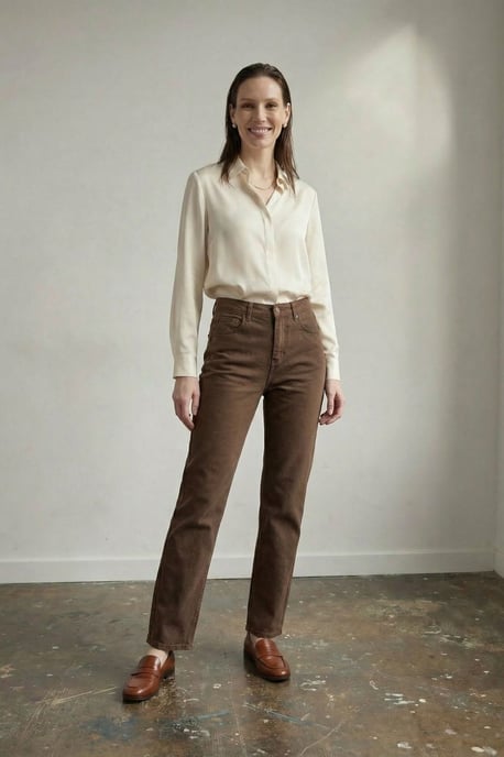 Hochtaillierte Jeans mit geradem Bein und Taschen - Image 5
