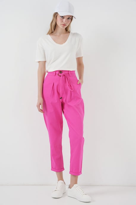 Knöchellange, entspannt sitzende Hose mit Schleife - Image 1