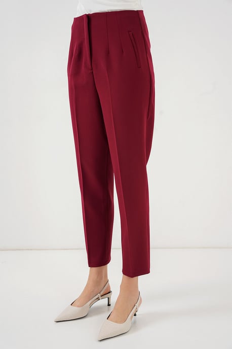 Hochtaillierte Slim Fit Knöchellange Krepphose - Image 2