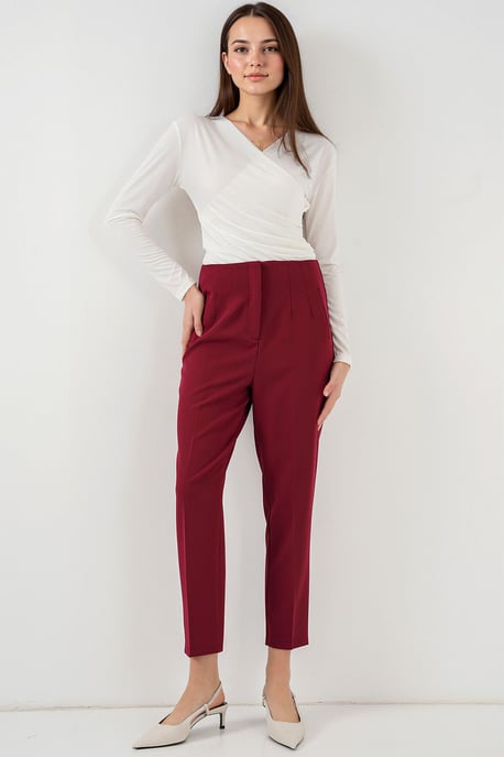 Hochtaillierte Slim Fit Knöchellange Krepphose - Image 3