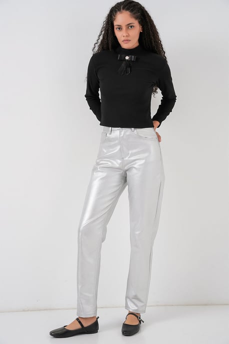 Hochtaillierte gerade Denim-Jeans - Image 1