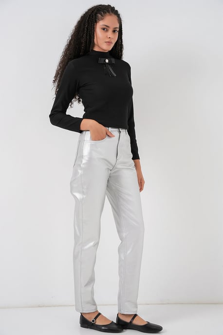 Hochtaillierte gerade Denim-Jeans - Image 3