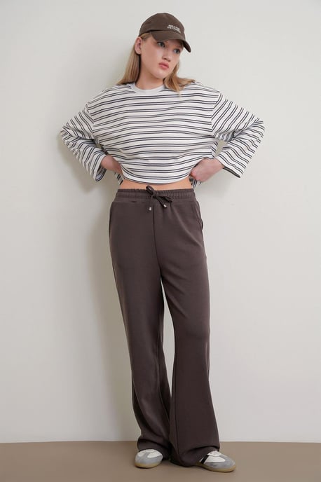 Hochtaillierte Pull-On Gerade-leg-Hosen mit Taschen - Image 2