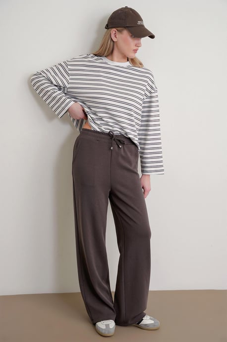 Hochtaillierte Pull-On Gerade-leg-Hosen mit Taschen - Image 3