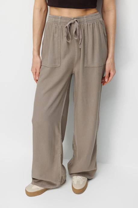 Hose mit geradem Bein aus Baumwolle in mittlerer Taille mit Bindebandverschluss - Image 2