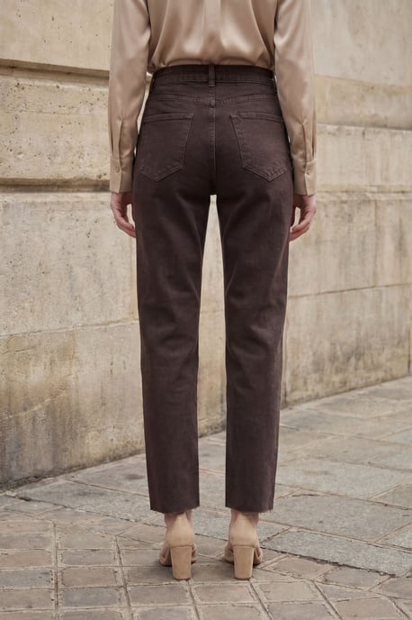 Hochtaillierte, knöchellange gerade Denim-Hosen - Image 3